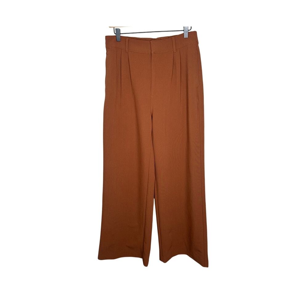 Abercrombie & Fitch Sloane Tailored Wide Leg Pants Womens M Rust Brown Pleated